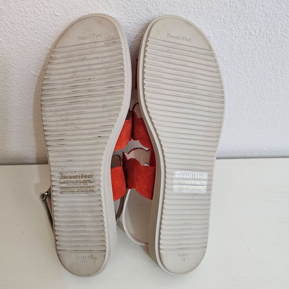 BeautiFeel Womens Sz US 10 41 Cleo Coral Strappy Leather Sandal Comfort Shoe - Picture 9 of 11